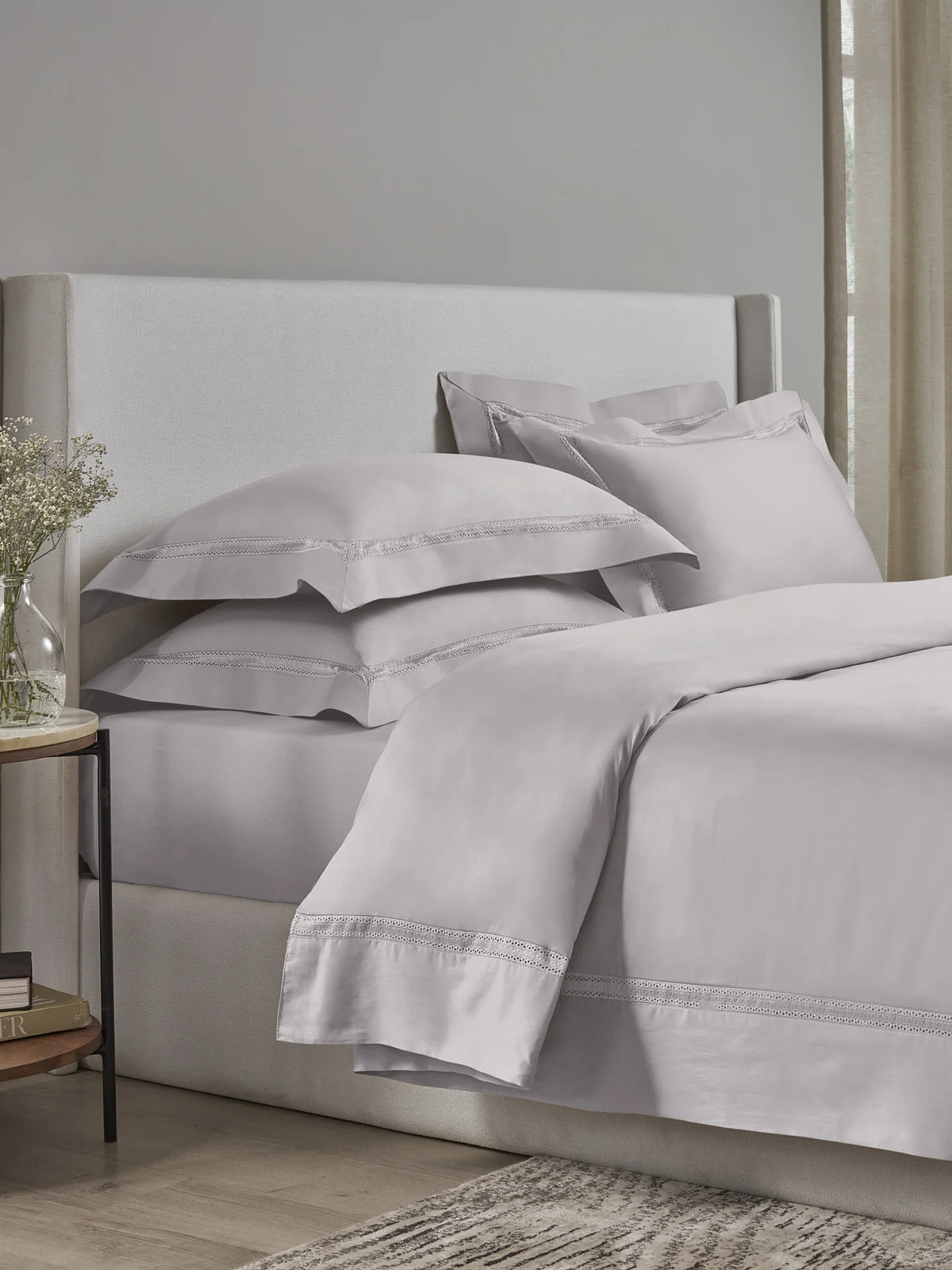 Devon Quiet Grey 100% Cotton King Size Bedsheet Set with 2 Pillow Covers