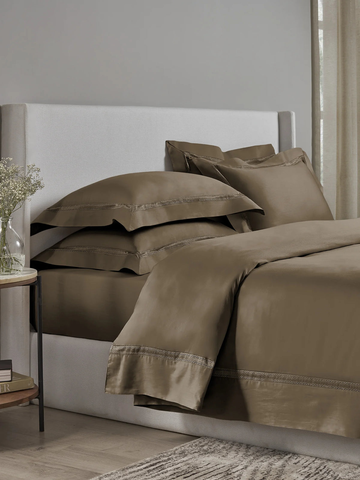 Devon Cappuccino 100% Cotton King Size Bedsheet Set with 2 Pillow Covers