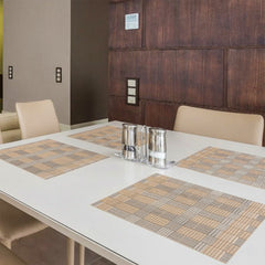Woven Check Table Mat Cream 30cm x 45cm, ( Pack of 6 )