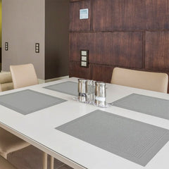 Diagonal Pvc Wave Table Mat Pattern Silver 30cm x 45cm, ( Pack of 6 )