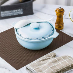 Woven Pvc Check Table Mat Choco Black 30cm x 45cm, ( Pack of 6 )