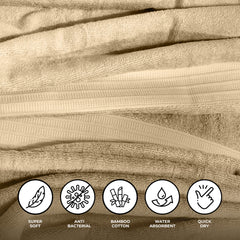 Zenva Hand Towel 2 Pcs Set Bamboo Latte Beige 40x60 cm, Soft & Ultra Absorbent