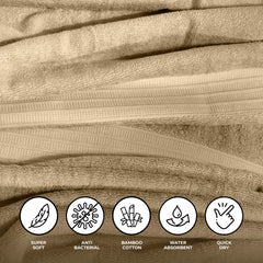 Zenva Bath Towel Bamboo Latte Beige 70x150 cm, Soft & Ultra Absorbent