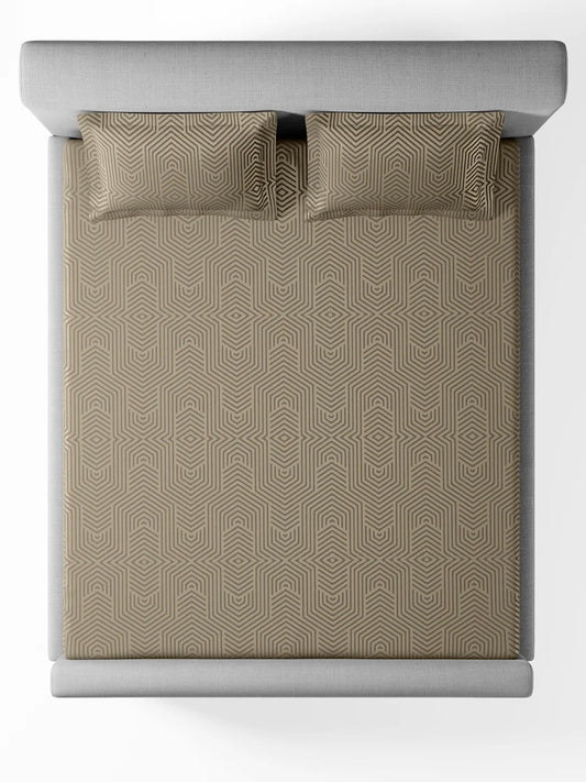Jacquard Tessa Roasted Cashew 100% Cotton King Size Bedsheet Set with 2 Pillow Covers