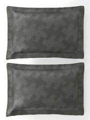 Jacquard Echo Charcoal Grey 100% Cotton King Size Bedsheet Set with 2 Pillow Covers