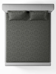 Jacquard Valenica Charcoal Grey 100% Cotton King Size Bedsheet Set with 2 Pillow Covers