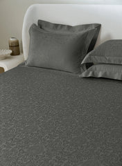 Jacquard Valenica Charcoal Grey 100% Cotton King Size Bedsheet Set with 2 Pillow Covers