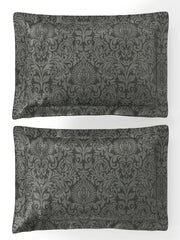 Jacquard Valenica Charcoal Grey 100% Cotton King Size Bedsheet Set with 2 Pillow Covers