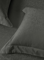 Jacquard Valenica Charcoal Grey 100% Cotton King Size Bedsheet Set with 2 Pillow Covers