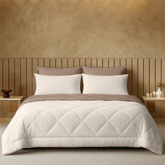 Cherish Quilted Cocoa Sand Reversible Double Bed Comforter for All Season