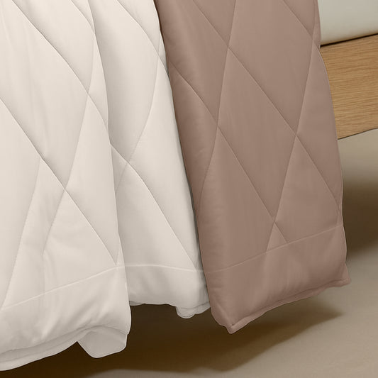 Cherish Quilted Cocoa Sand Reversible Double Bed Comforter for All Season