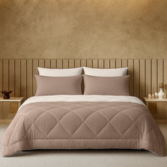 Cherish Quilted Cocoa Sand Reversible Double Bed Comforter for All Season