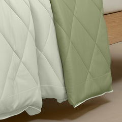 Cherish Quilted Olive Green Reversible Double Bed Comforter for All Season