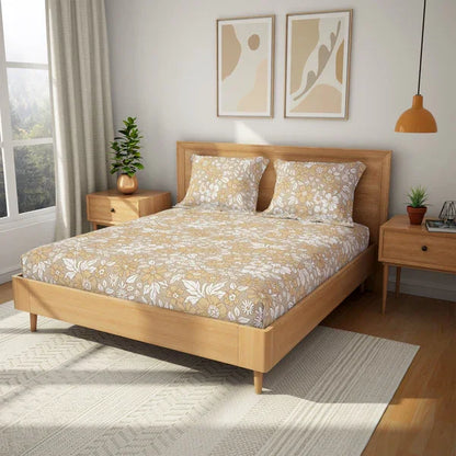 Himeya Printed King Bedsheet with 2 Pillow Covers 100% Pure Cotton