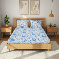 Himeya Printed King Bedsheet with 2 Pillow Covers 100% Pure Cotton