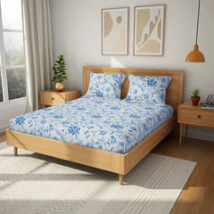 Himeya Printed King Bedsheet with 2 Pillow Covers 100% Pure Cotton
