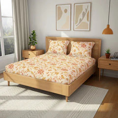 Himeya Printed King Bedsheet with 2 Pillow Covers 100% Pure Cotton
