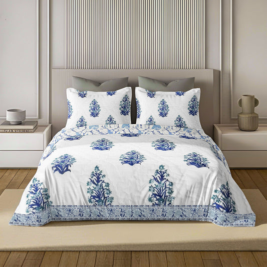 Ocean Jaipuri Nishat Quilt Blue | 100% Cotton | Double Bed Comforter
