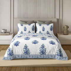 Ocean Jaipuri Nishat Quilt Blue | 100% Cotton | Double Bed Comforter