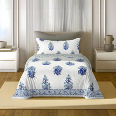 Ocean Jaipuri Nishat Quilt Blue | 100% Cotton | Single Bed Comforter