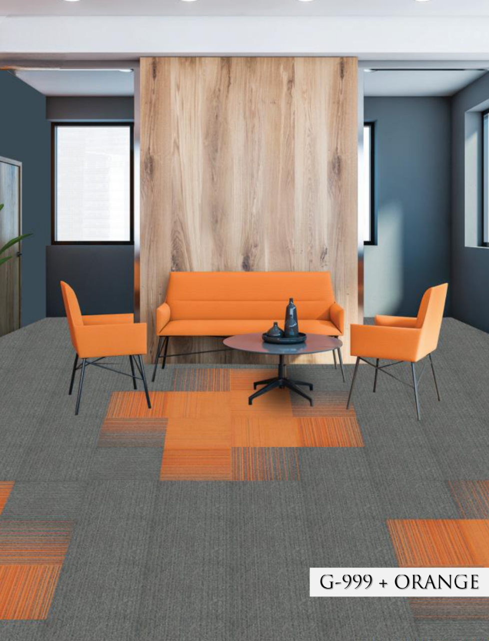 Hego New Sky Orange Color Nylon Carpet Tile - Vibrant & Durable Flooring | Enera