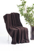 Pluchi Mini Cable Knit - Brown Cotton Knitted Throw Blanket with Warm Sherpa Fabric Back - Agarwal Bedding and Furnishing