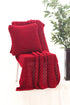 Pluchi Popcorn - Red with Gold Metallic Yarn 100% Cotton Knitted All Season AC Throw Blanket with 2 Cushion Cover Pieces Set - Agarwal Bedding and Furnishing