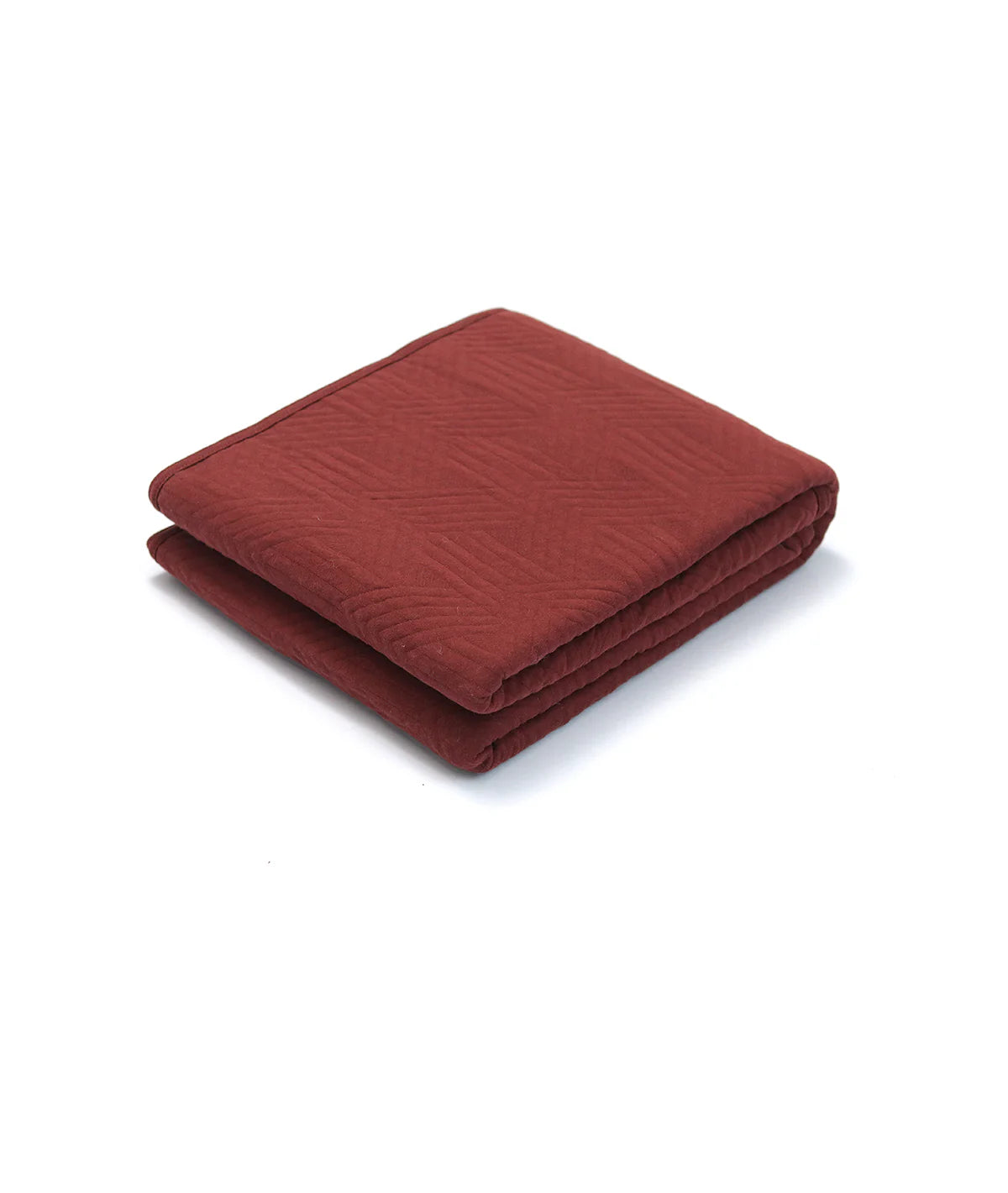 Pluchi Parquet Texture Maroon Cotton Knitted Light weight Quilted Blanket - Agarwal Bedding and Furnishing