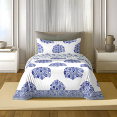 Ocean Jaipuri Rajmudra Quilt Blue | 100% Cotton | Single Bed Comforter