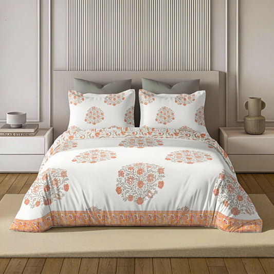 Ocean Jaipuri Rajmudra Quilt Blush | 100% Cotton | Double Bed Comforter