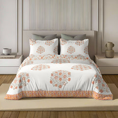 Ocean Jaipuri Rajmudra Quilt Blush | 100% Cotton | Double Bed Comforter