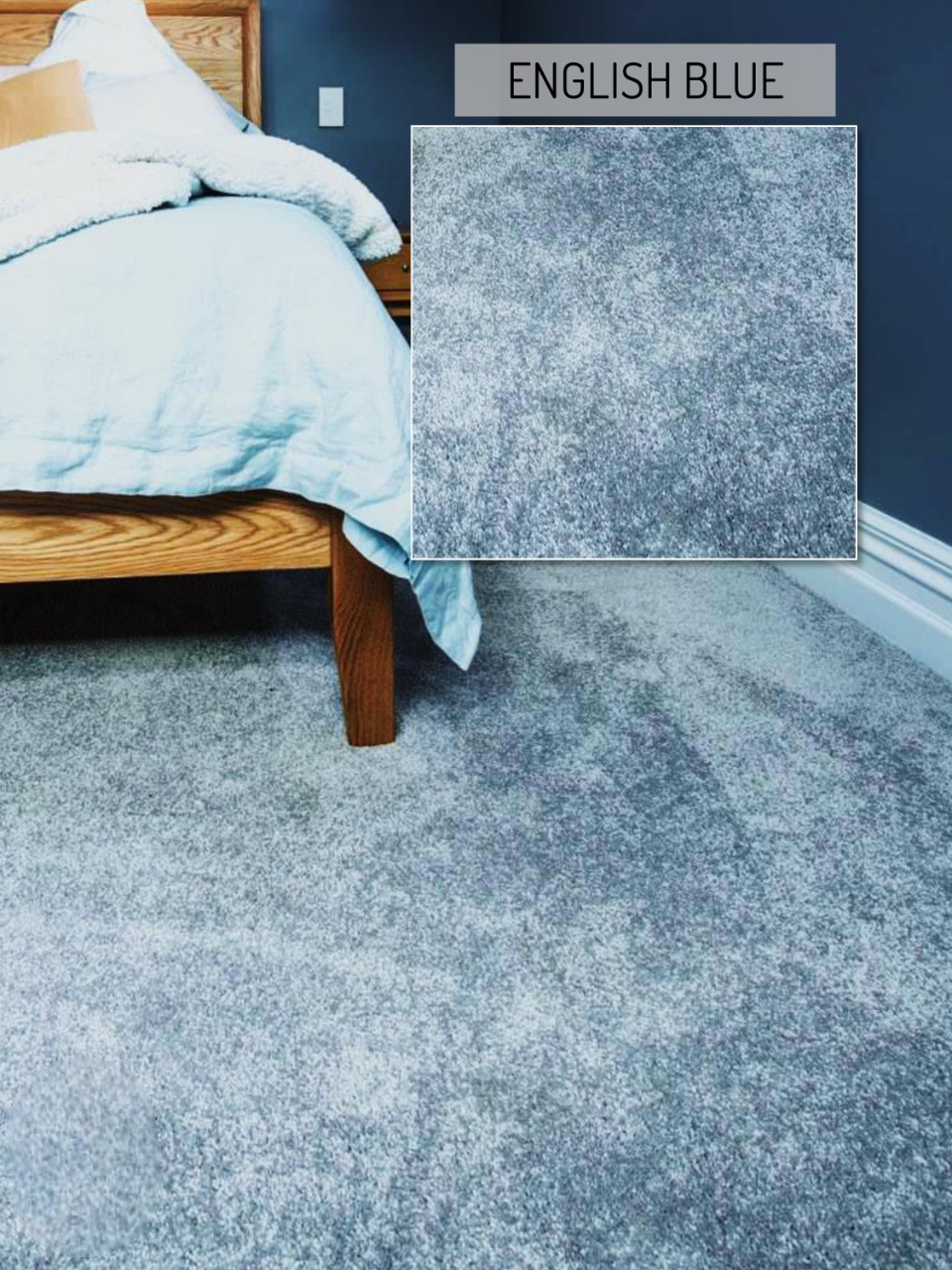 Hego Silky Wall To Wall Carpet | English Blue | Ultra-Soft Pile Carpet | Enera