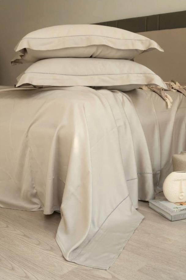 Sadyaska Tencel Collection Eggshell Grey Color Plain King Size Double Bedsheet | Luxurious Comfort | Enera