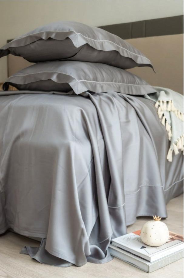 Sadyaska Tencel Collection Stone Color Plain King Size Double Bedsheet | Soft & Elegant | Enera