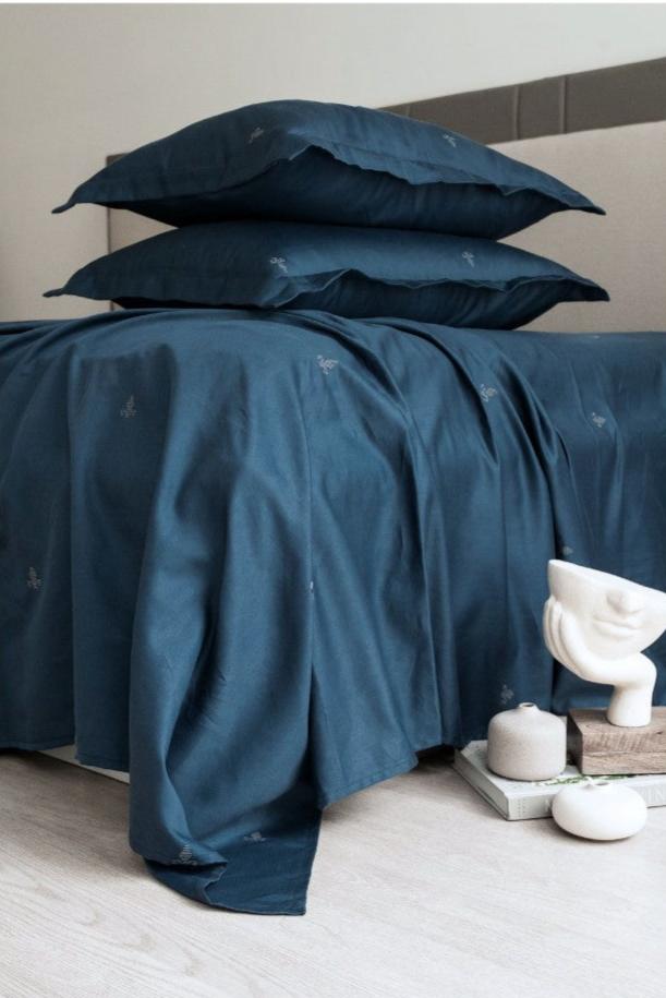 Sadyaska Botanica Collection Navy Color Plain King Size Double Bedsheet | Elegant & Durable | Enera