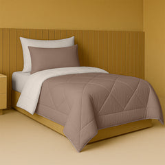 Cherish Quilted Cocoa Sand Reversible Single Bed Comforter for All Season