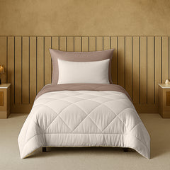 Cherish Quilted Cocoa Sand Reversible Single Bed Comforter for All Season