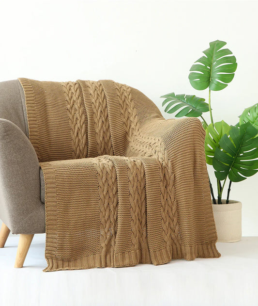 Pluchi 100% Cotton Throw Blanket | All Season Sofa & Bed Blanket