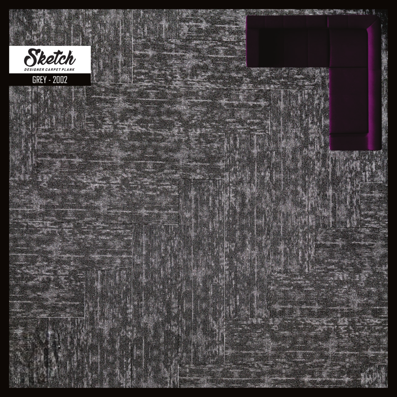 Hego Sketch Grey Colour Designer Carpet Plank - Sleek & Versatile Flooring | Enera