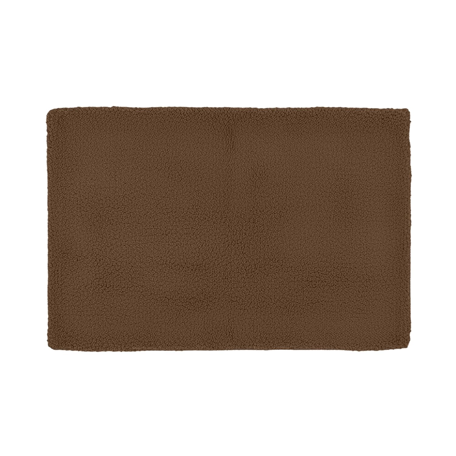 Brown rectangular bathmat with soft textured surface, ideal for bathroom use