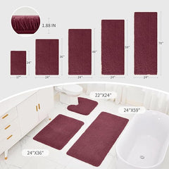 Enera Ruby Maroon Microfibre Bathmat Runner 2980 GSM Anti-Skid Rug 60x152 cm
