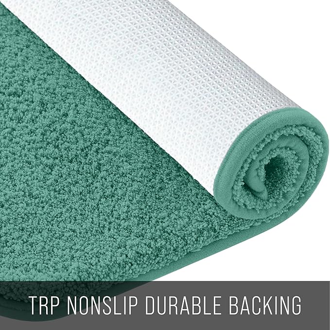 Green bathmat with TRP nonslip durable backing, textured surface for bathroom safety
