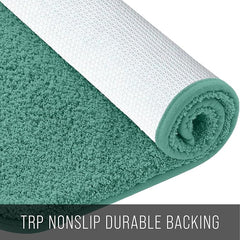 Green bathmat with TRP nonslip durable backing, textured surface for bathroom safety