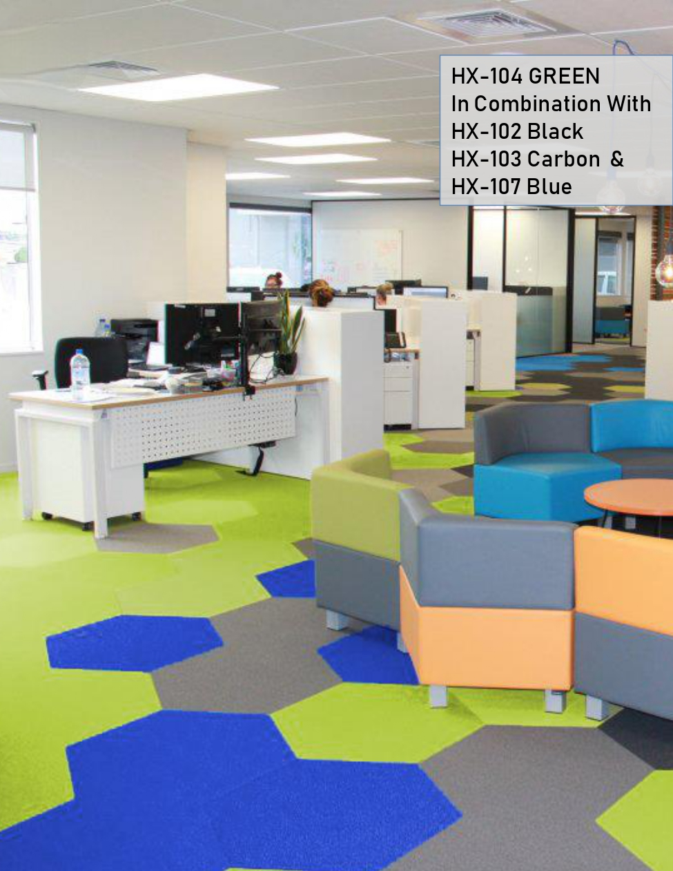 Hego Hexagon Green Colour Carpet Tile - Fresh & Advanced Flooring Solution | Enera