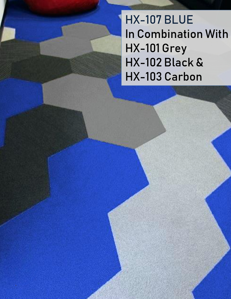 Hego Hexagon Blue Carpet Tile - Modern & Innovative Flooring | Enera