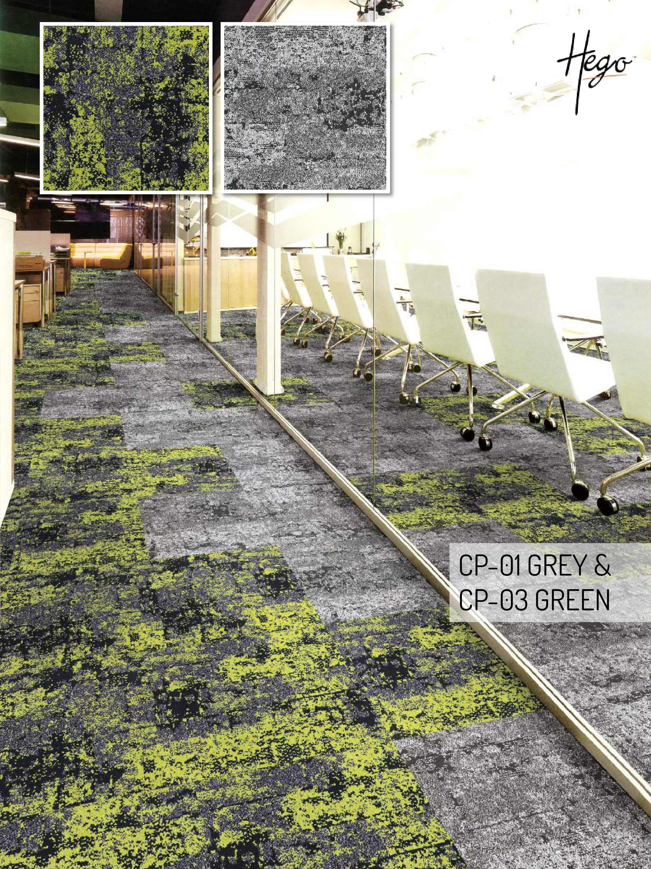 Hego Colour Point Wall to Wall Carpet | Grey & Green | Stylish & Durable Flooring | Enera