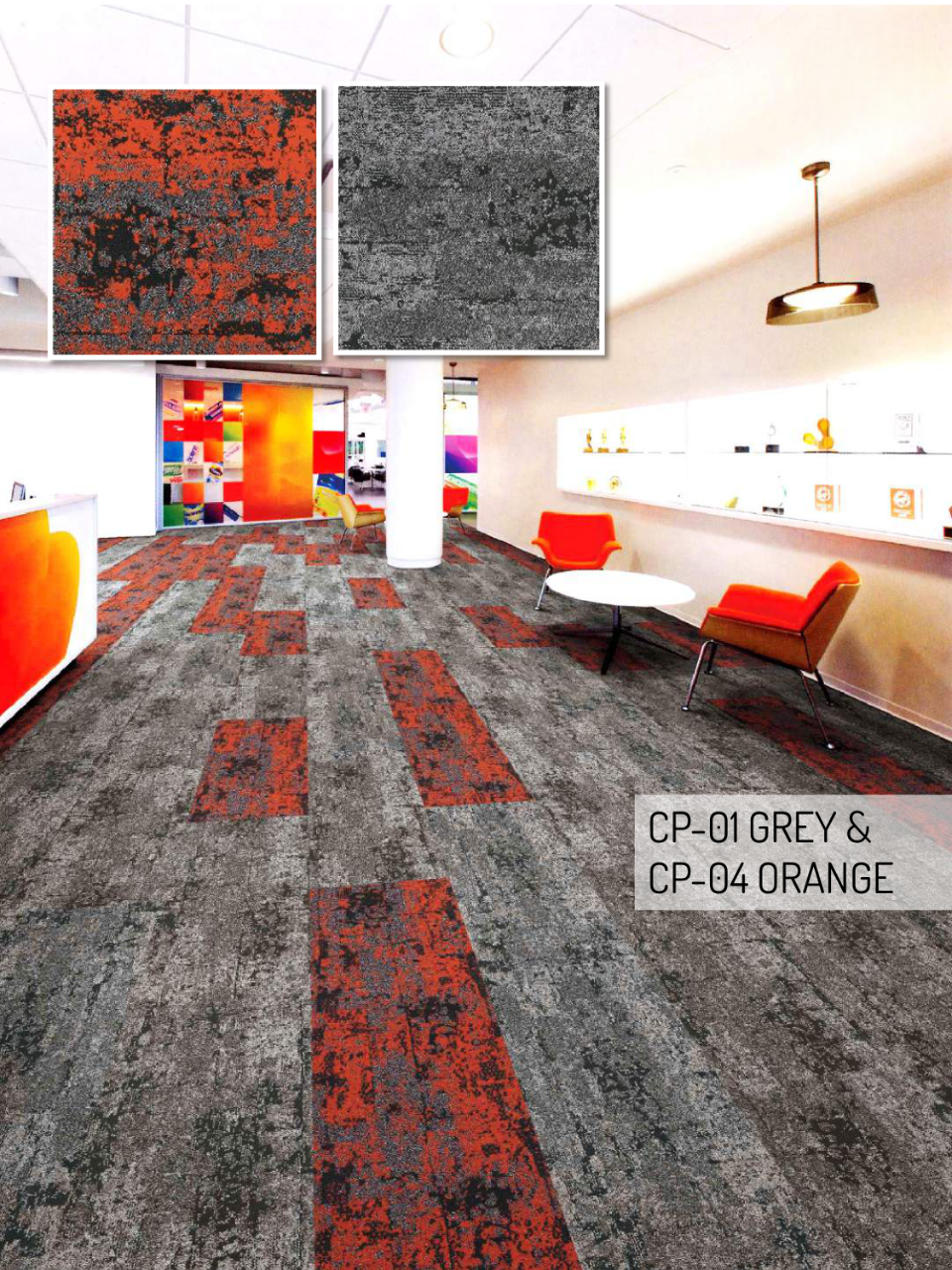 Hego Colour Point Wall to Wall Carpet | Grey & Orange Colors | Stylish & Durable Flooring | Enera