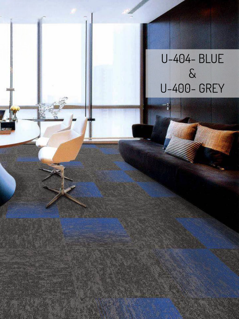 Hego Unique Wall to Wall Carpet | Blue & Grey | Stylish & Durable Flooring | Enera