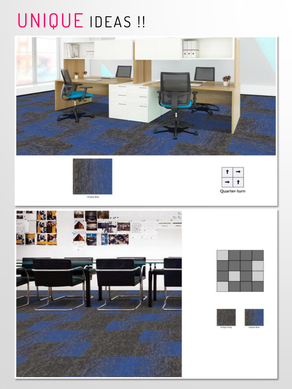 Hego Unique Wall to Wall Carpet | Blue & Grey | Stylish & Durable Flooring | Enera