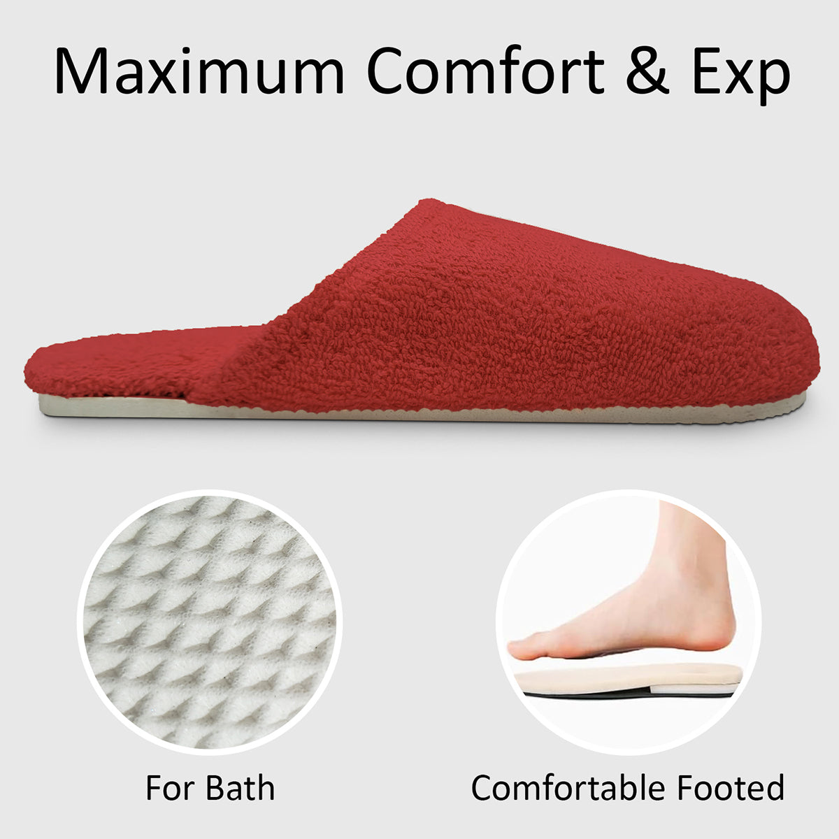 Sassoon Sandy Bath Slippers Maroon Color